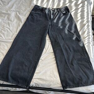 Wide-Leg Black Denim Jeans